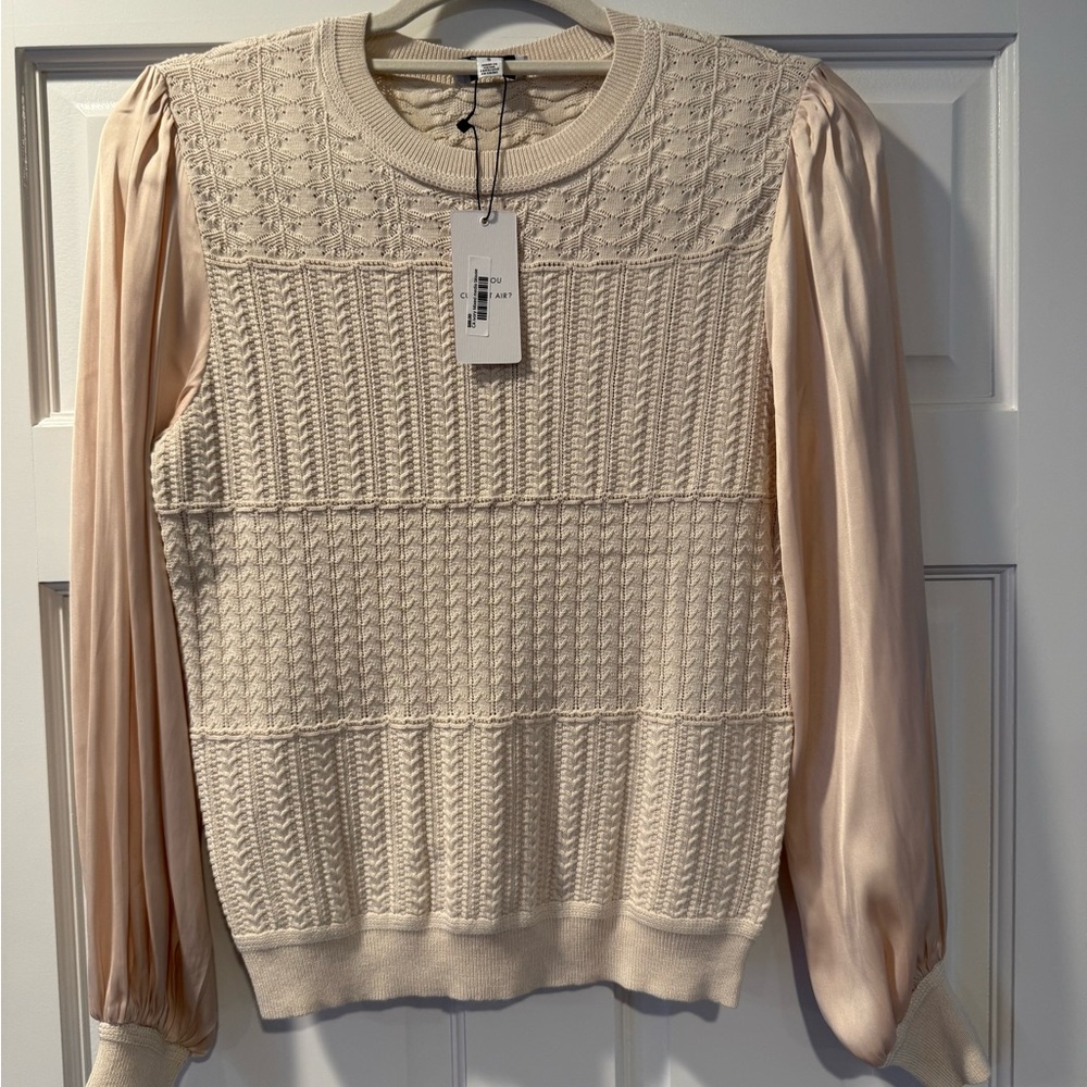 Current Air Cream Textured Knit Sweater